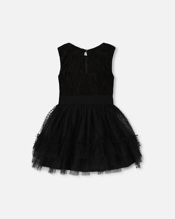 Sleeveless Dress With Tulle Skirt Black