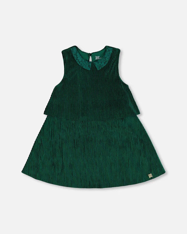 Sleeveless Dress With Eyelet Collar Forest Green