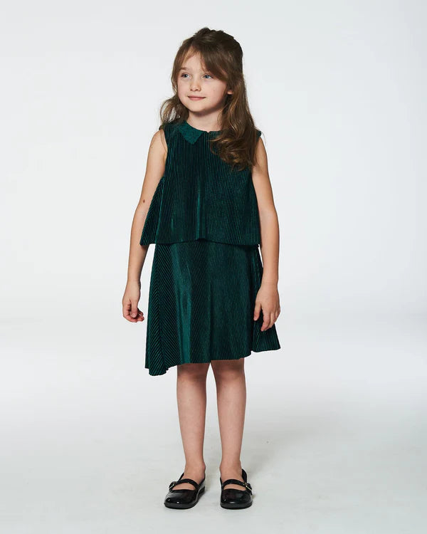 Sleeveless Dress With Eyelet Collar Forest Green