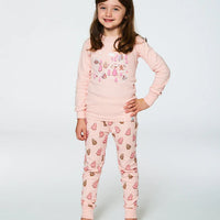 Organic Cotton Two Piece Pajama Set Pink Christmas Cookies