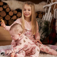 Organic Cotton Two Piece Pajama Set Pink Christmas Cookies