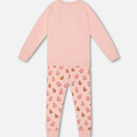 Organic Cotton Two Piece Pajama Set Pink Christmas Cookies