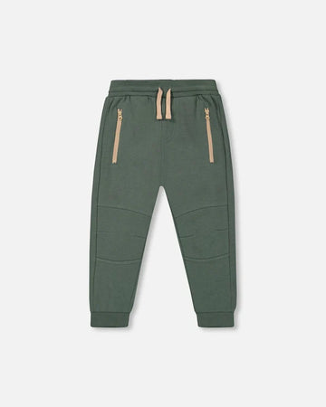 Fleece Sweatpants With Zip Pockets Forest Green