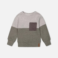 Super Soft Colorblock Top With Quilted Pocket Gray And Sage