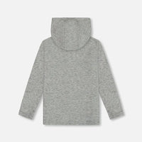 Super Soft Brushed Hooded T-Shirt With Pocket Dark Gray Mix