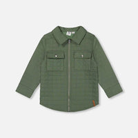 Quilted Canvas Overshirt With Pockets Forest Green