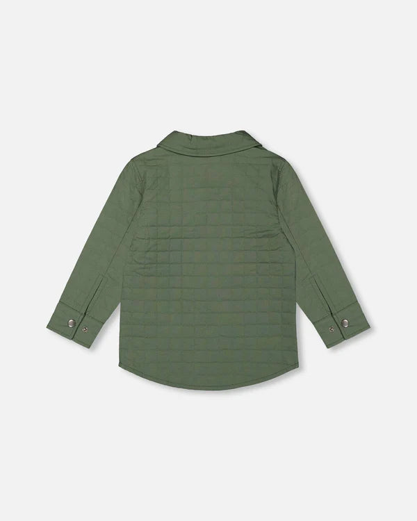 Quilted Canvas Overshirt With Pockets Forest Green