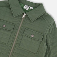 Quilted Canvas Overshirt With Pockets Forest Green