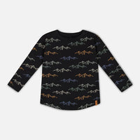 Long Sleeve Printed T-Shirt Black Printed Mountains