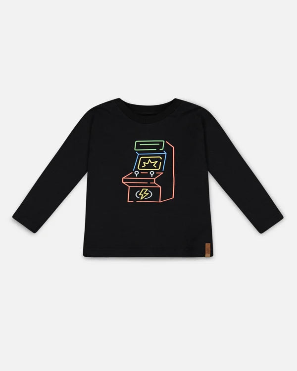 Long Sleeve T-Shirt With Print Black