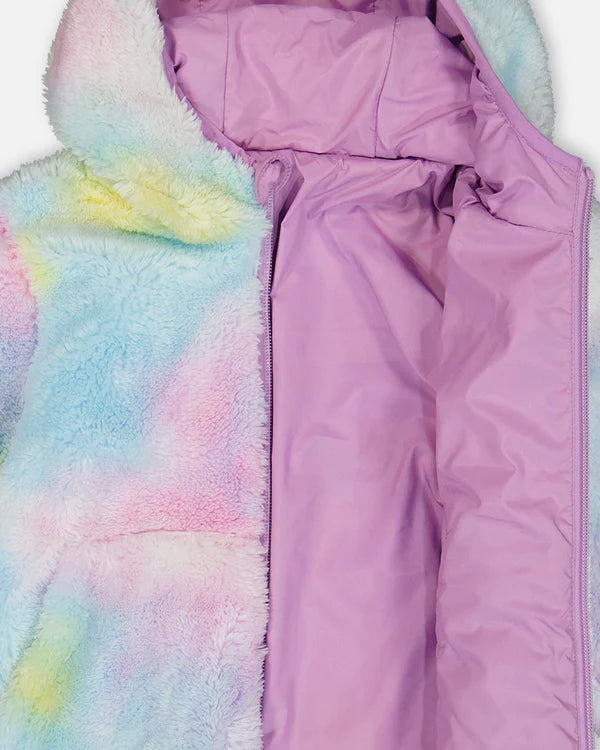 Reversible Plush Jacket Lilac Tie Dye