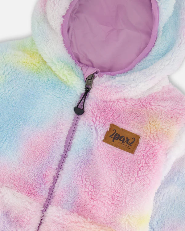 Reversible Plush Jacket Lilac Tie Dye