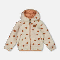 Reversible Sherpa Jacket Pinky Brown With Dots