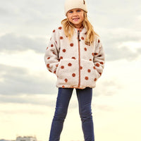 Reversible Sherpa Jacket Pinky Brown With Dots