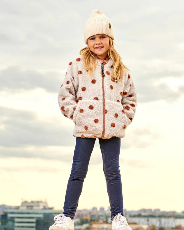 Reversible Sherpa Jacket Pinky Brown With Dots