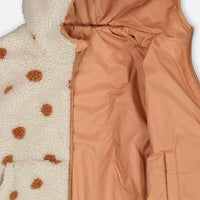 Reversible Sherpa Jacket Pinky Brown With Dots