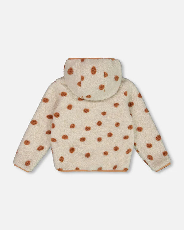 Reversible Sherpa Jacket Pinky Brown With Dots