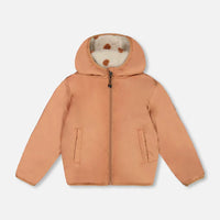 Reversible Sherpa Jacket Pinky Brown With Dots