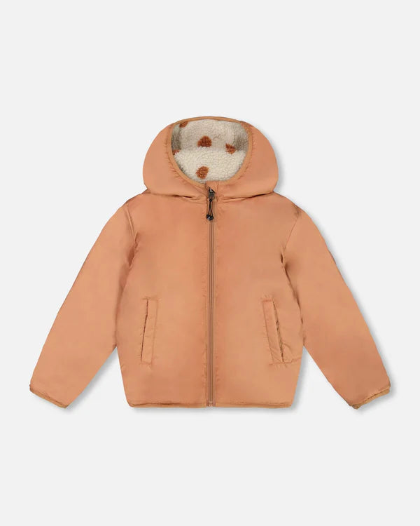 Reversible Sherpa Jacket Pinky Brown With Dots