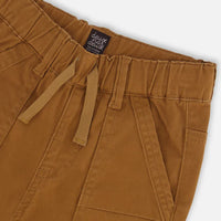 Stretch Twill Pleated Knee Jogger Pants Caramel Brown