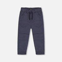 Stretch Twill Pleated Knee Jogger Pants Dark Grey