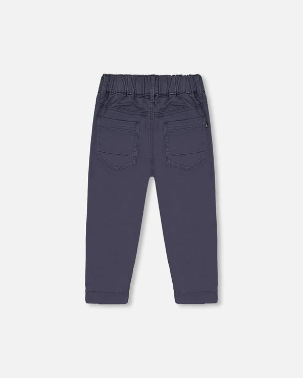 Stretch Twill Pleated Knee Jogger Pants Dark Grey