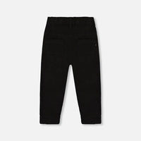 Stretch Twill Pleated Knee Jogger Pants Black