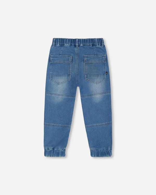 French Terry Jogger Pants Light Blue Denim