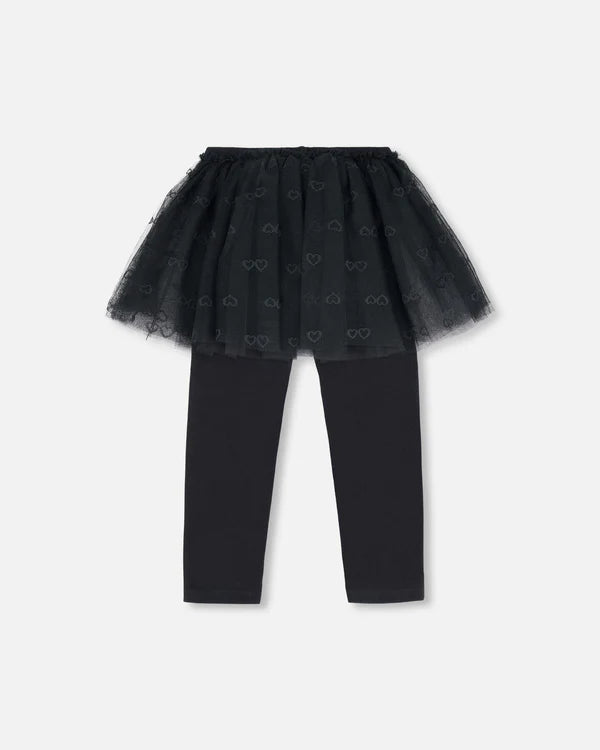 Leggings With Tulle Skirt Black