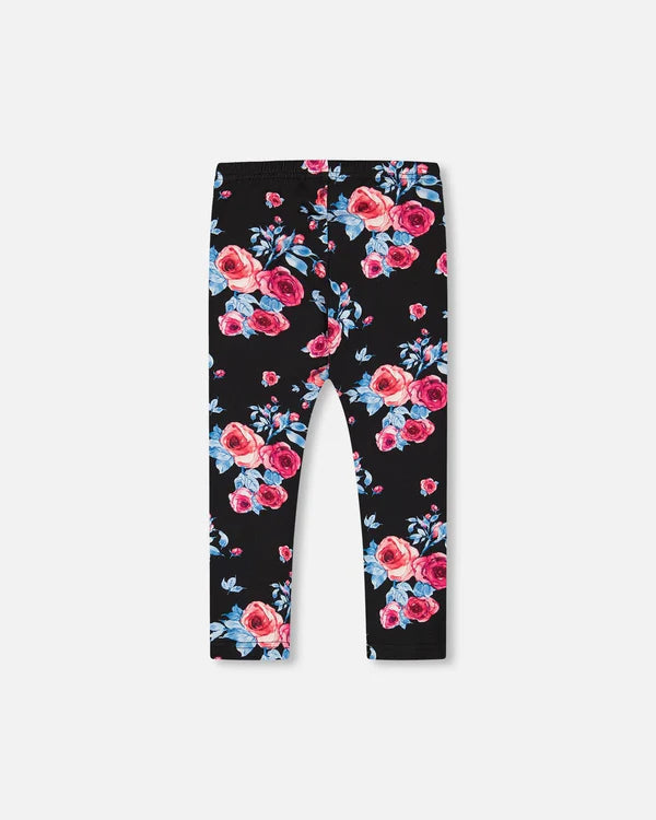 Printed Leggings Black With Roses