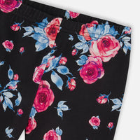 Printed Leggings Black With Roses