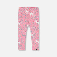 Printed Leggings Pink With Unicorn