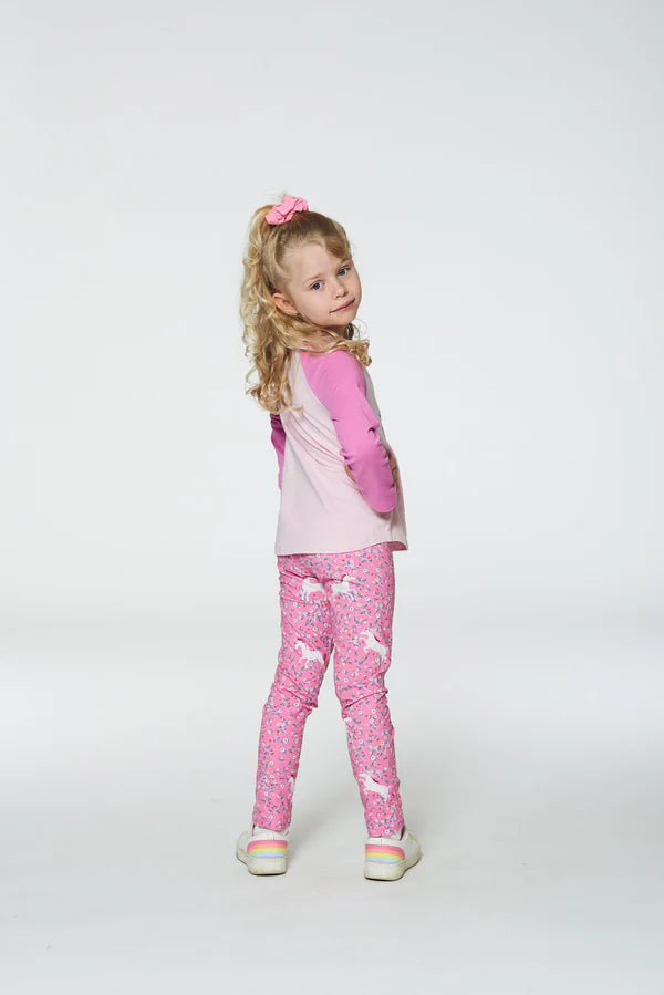 Printed Leggings Pink With Unicorn