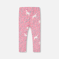 Printed Leggings Pink With Unicorn