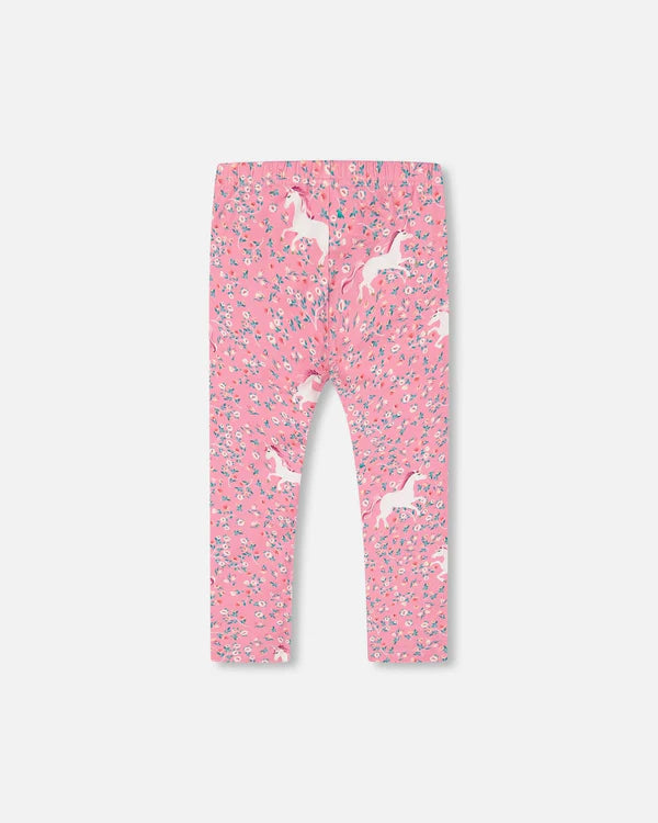 Printed Leggings Pink With Unicorn