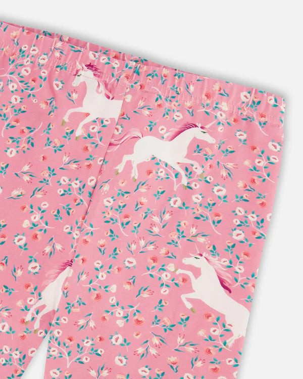 Printed Leggings Pink With Unicorn