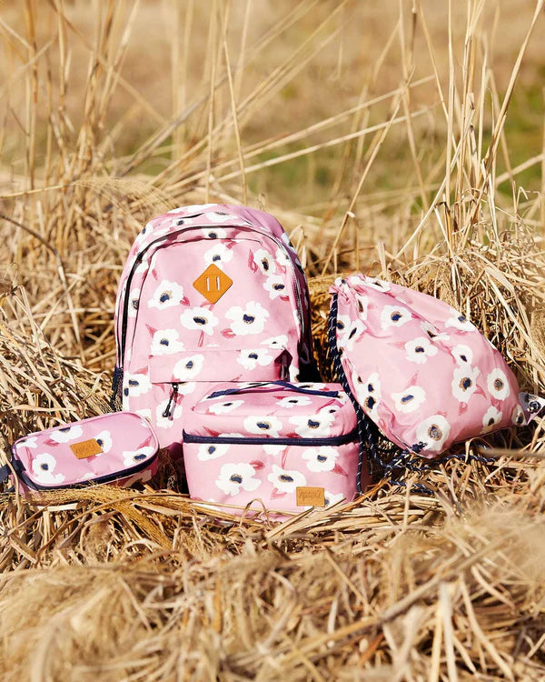 Lunch Box Pink Printed Off White Flowers