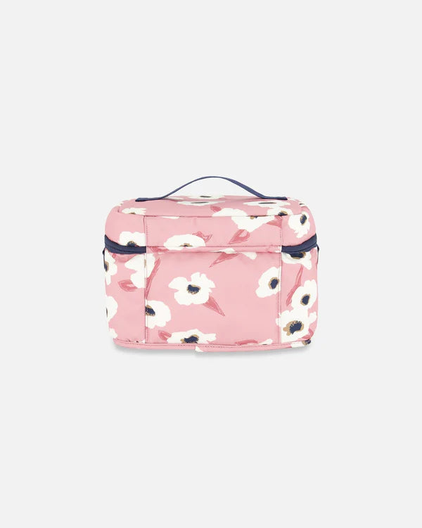 Lunch Box Pink Printed Off White Flowers