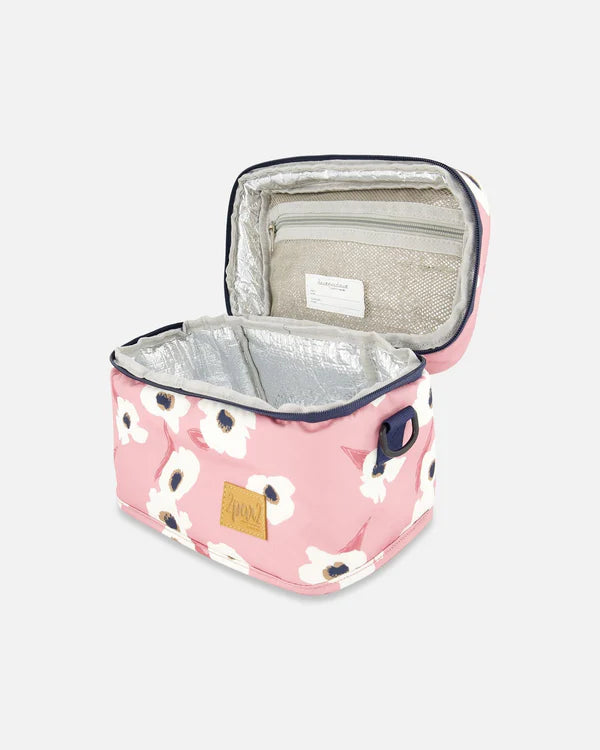 Lunch Box Pink Printed Off White Flowers