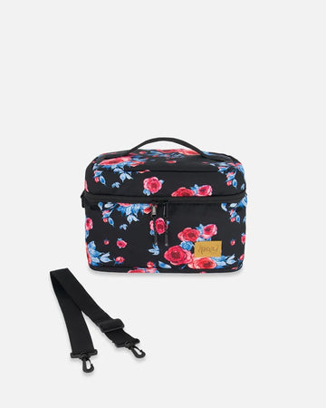 Lunch Box Black Printed Roses