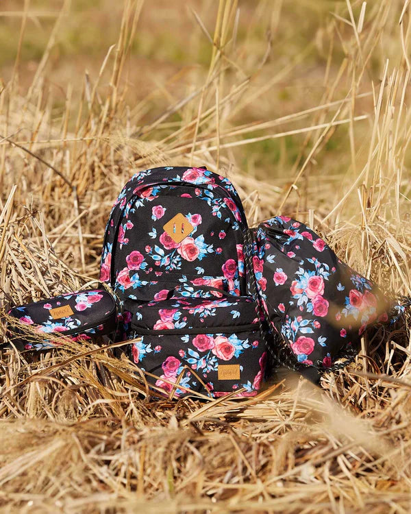 Lunch Box Black Printed Roses