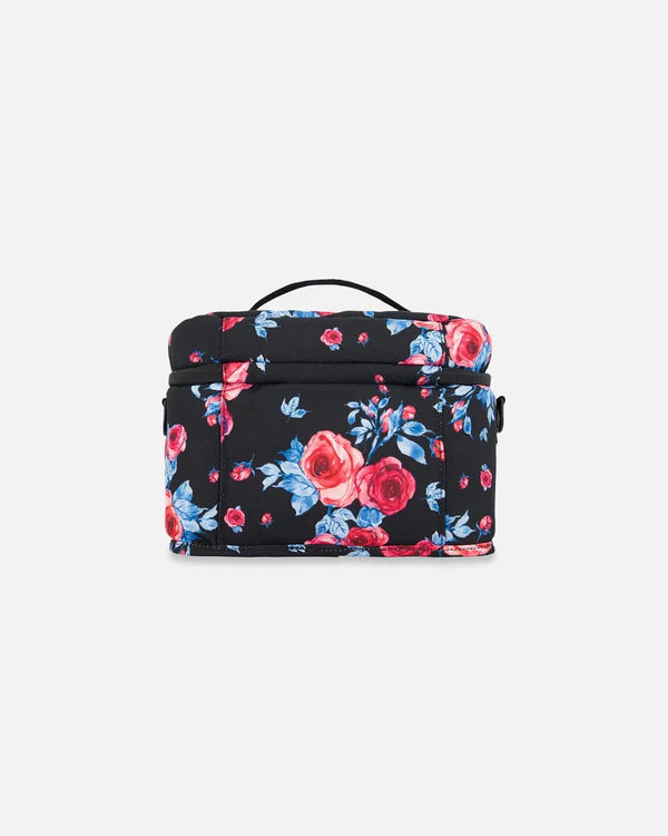 Lunch Box Black Printed Roses