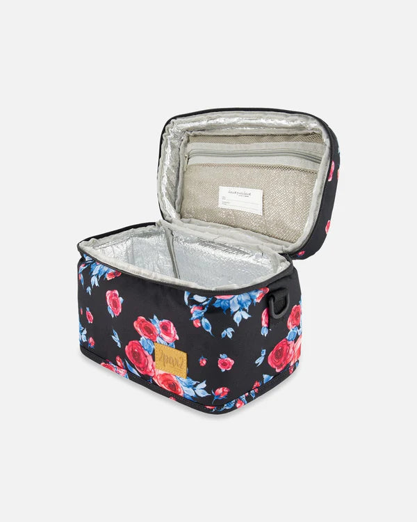 Lunch Box Black Printed Roses