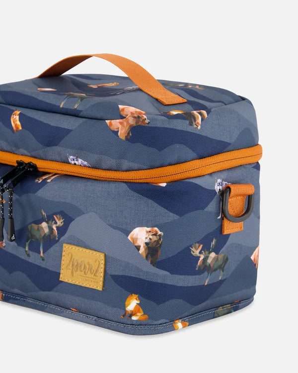 Lunch Box Navy Printed Mountains Animals