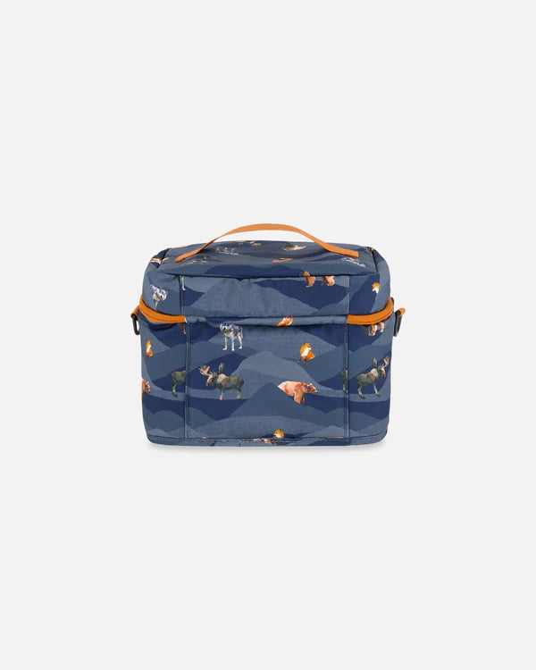 Lunch Box Navy Printed Mountains Animals