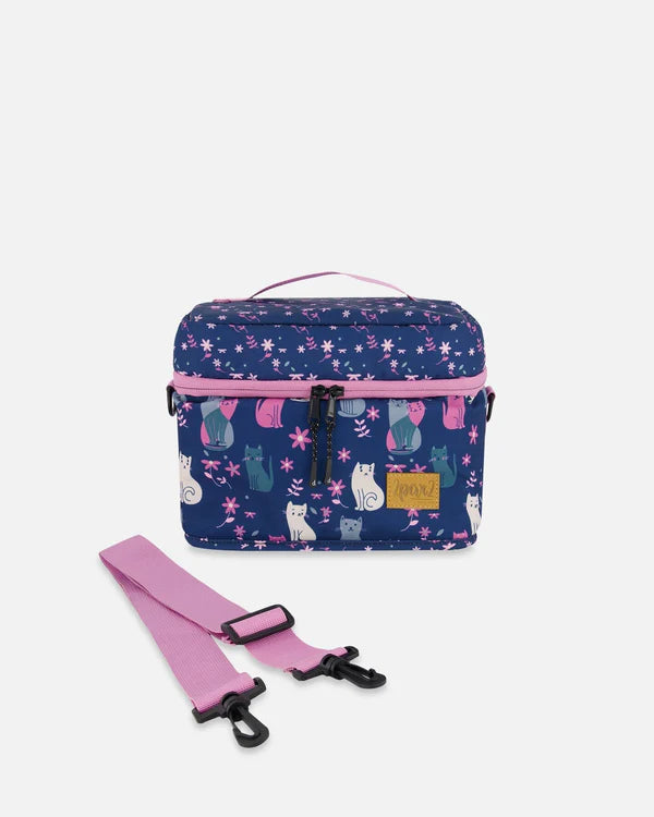 Lunch Box Navy Blue Printed Kitten