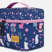 Lunch Box Navy Blue Printed Kitten