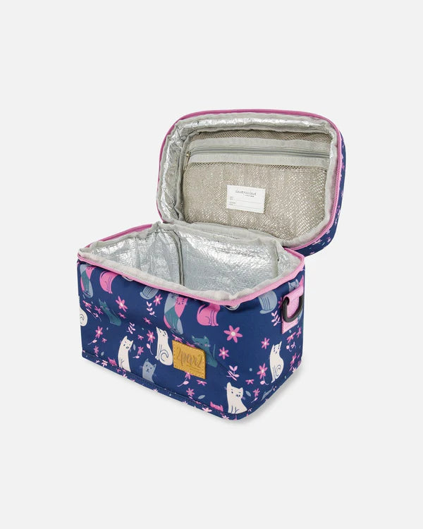 Lunch Box Navy Blue Printed Kitten