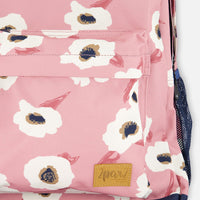 Backpack Pink Printed Off White Flowers