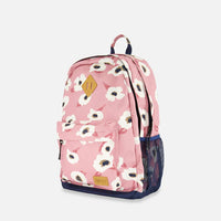 Backpack Pink Printed Off White Flowers